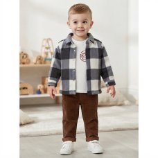 E08094: Boys Bench Sherpa Lined Jacket, Top & Cord Pant Outfit (18-24 months)